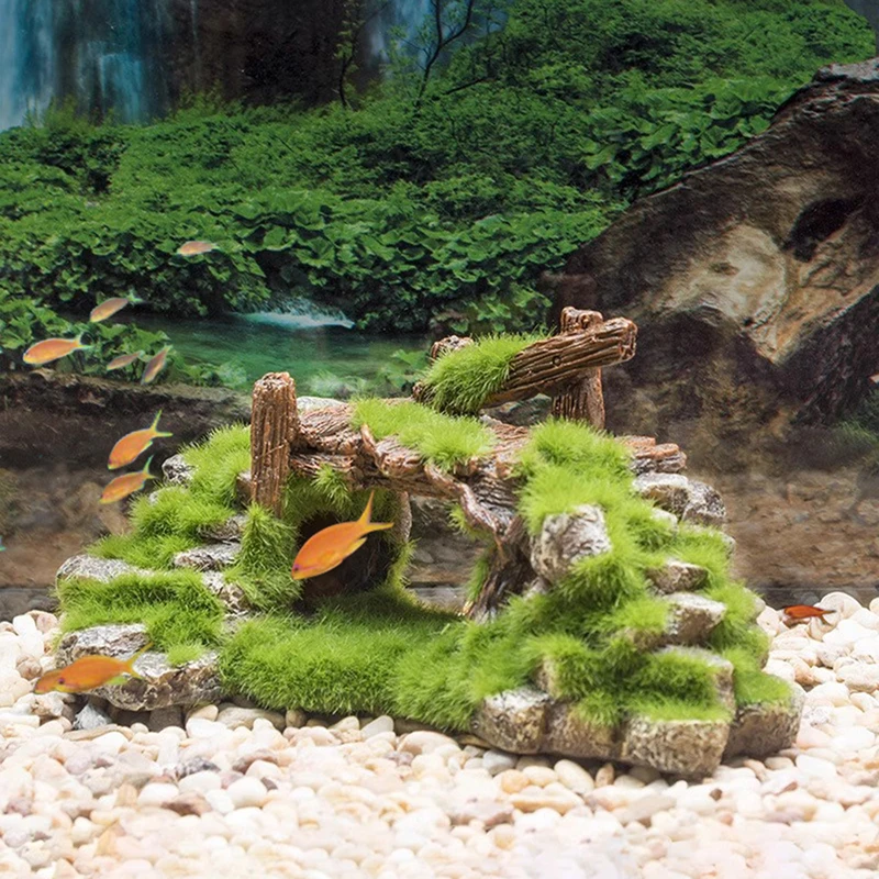 Creative Moss Rockery Shape Fish Tank Ornaments Decoration Landscaping Resin Rockery Aquarium Resin Rockery Home Craft Ornaments