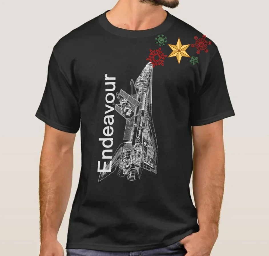 Space Shuttle Endeavour Technical Illustration T-Shirt 100% Cotton O-Neck Summer Short Sleeve Casual Mens T-shirt Size S-3XL