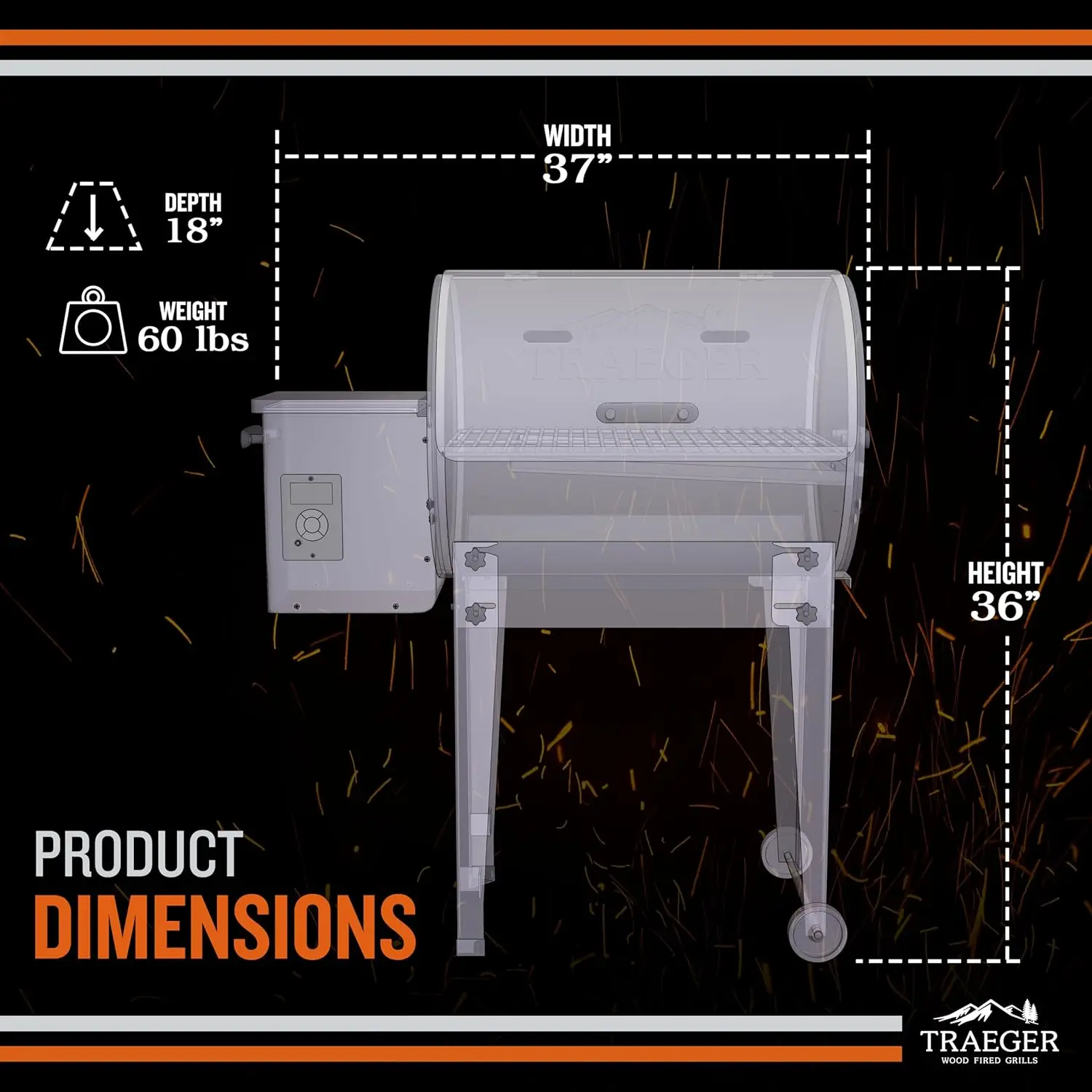 TFB30KLF Tailgater 20 Portable Electric Wood Pellet Grill and Smoker – Foldable Legs, 6-in-1 Versatility, 300 sq.