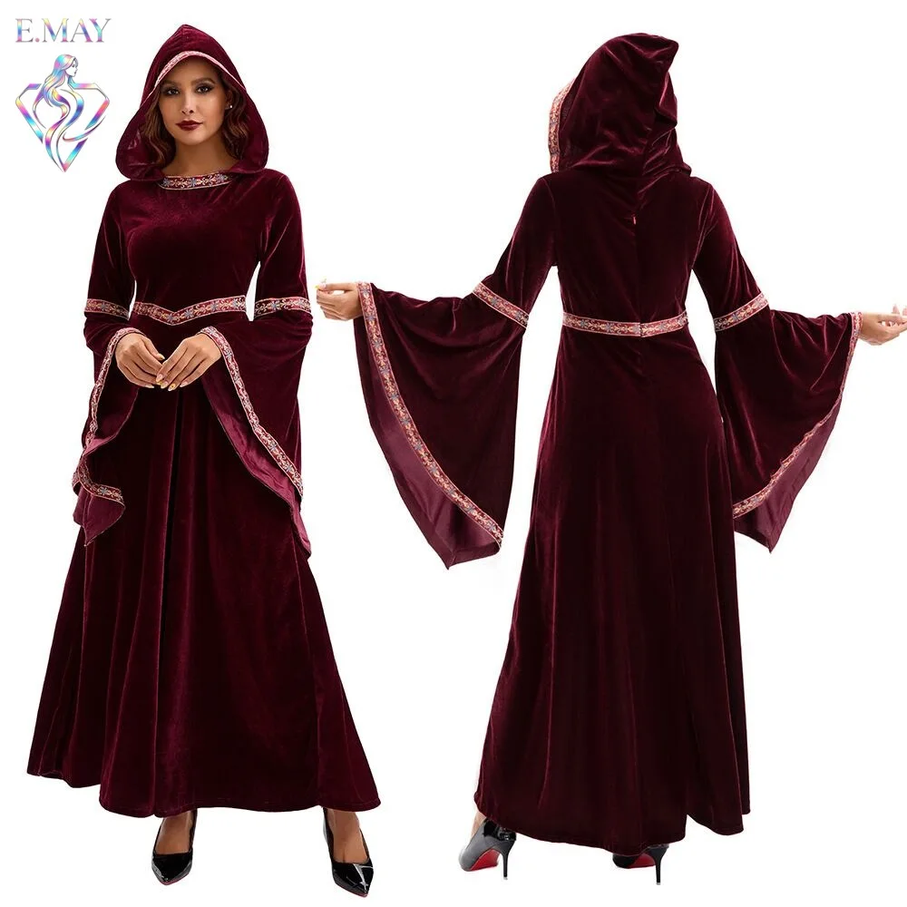 

Halloween Court Wizard Costume Retro Wine Red Court Dress up for Parent Child Children's Performance Stage Wear