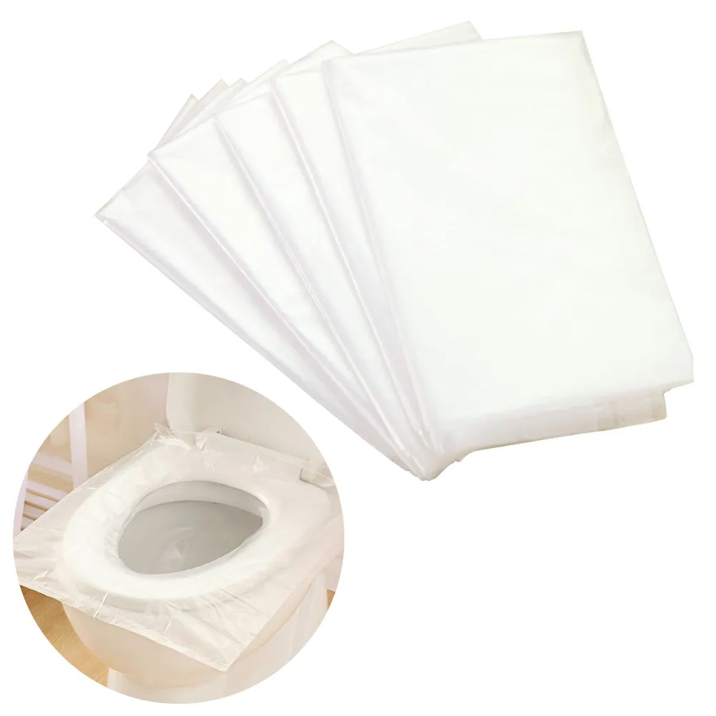 

60pcs Disposable Toilet Seat Mat Waterproof Travel Potty Cover Pe Film Lace Style Toilet Seat Cushion Set Comfortable Warm