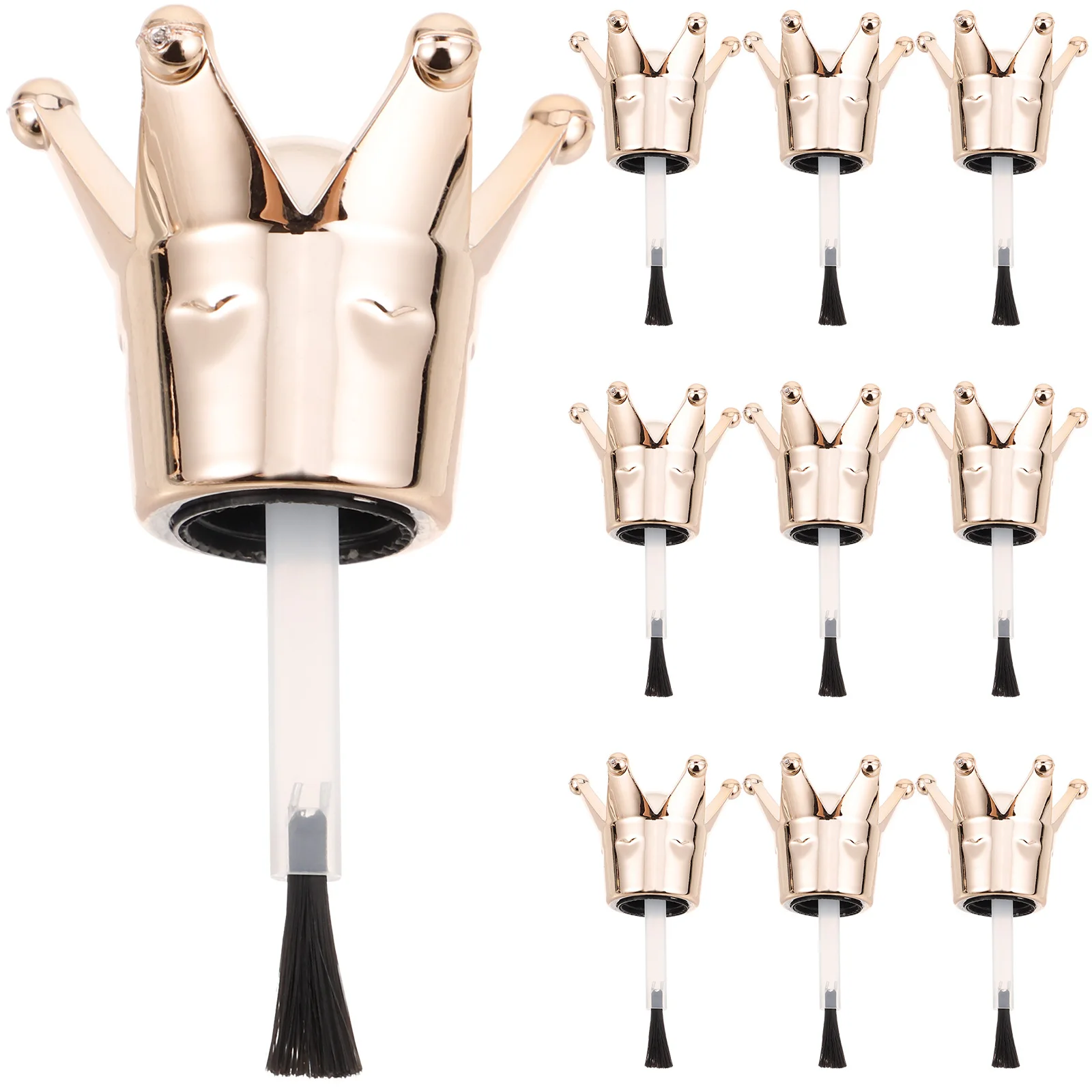 ฝาขวดน้ำยาทาเล็บ 10 ชิ้น แบบเปลี่ยนได้ ดูแลง่าย ดีไซน์รูปมงกุฎ สำหรับใช้ในบ้านและร้านทำเล็บ