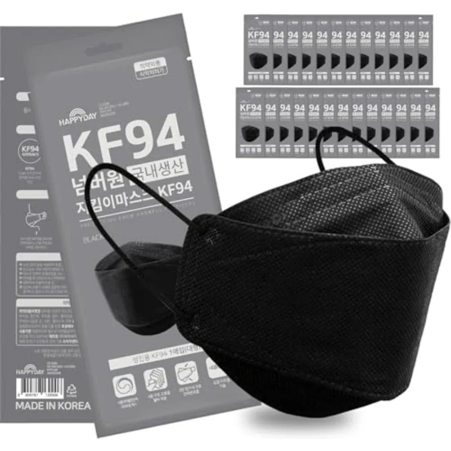 

, 25 Packs, Made in KOREA Premium KF94 Micro Dust Protection Individually Packaged Black Face Mask Large