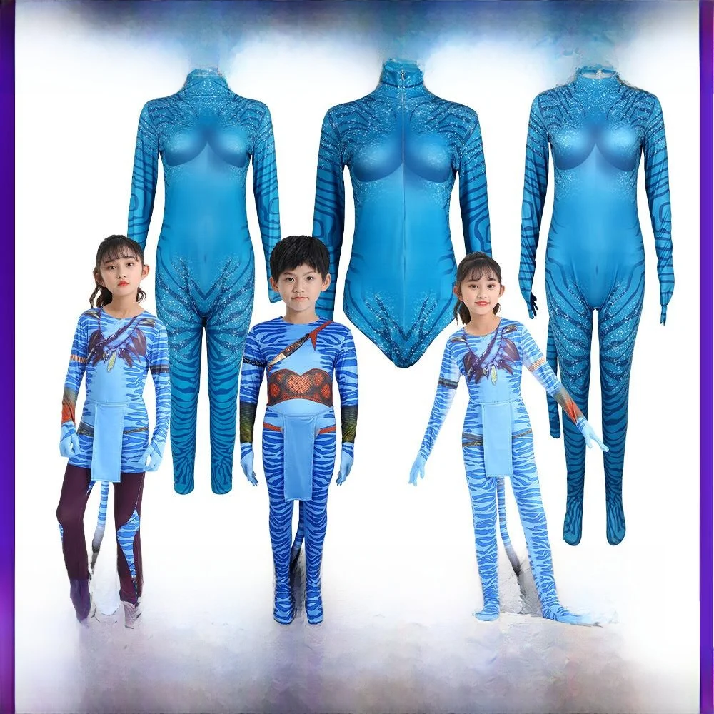 

Костюм для косплея на Хэллоуин, детский сценический костюм для взрослых, облегающий цельный костюм Аватар, женский этнический костюм