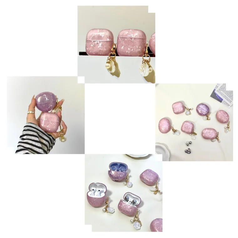 Cover Protettiva Viola Con Motivo A Conchiglia Per Huawei Freeclip2/Freeclip/Freebuds Se2/Se3/Pro3/Pro4 E Huawei Buds5I/6I/7I