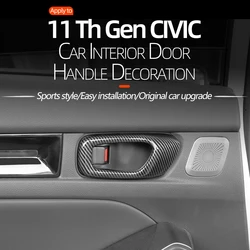 For Honda Civic 11th Gen 2022 2023 2024 ​2025ABS Plastic Handrail Interior Door Handle Bowl Covers Trim Accessories Armrest 4Pcs