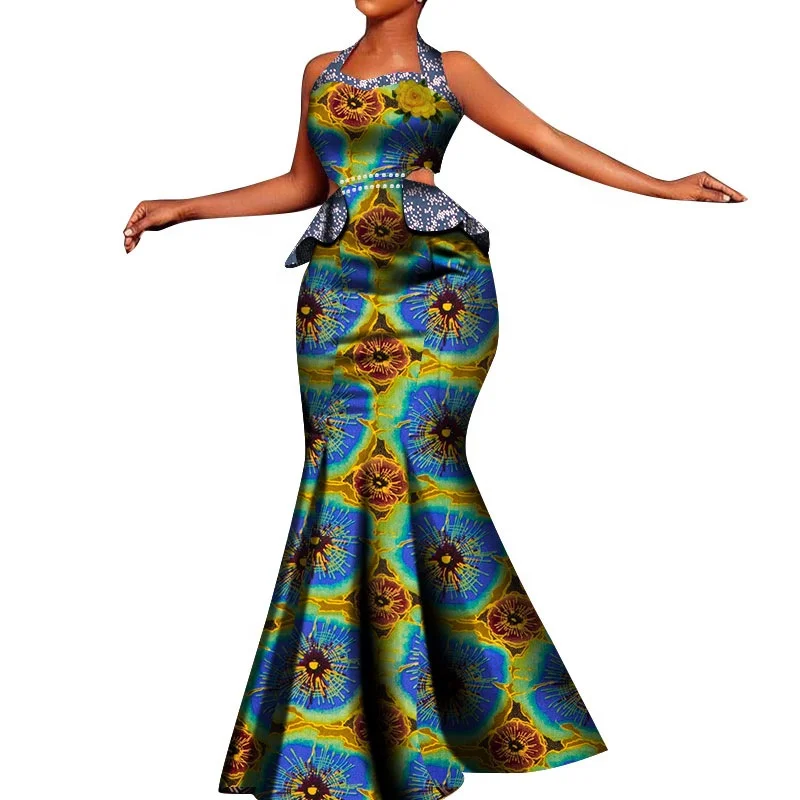 

African Ankara large size party dress African printed women's dress Ankara clothing African waxed national clothing