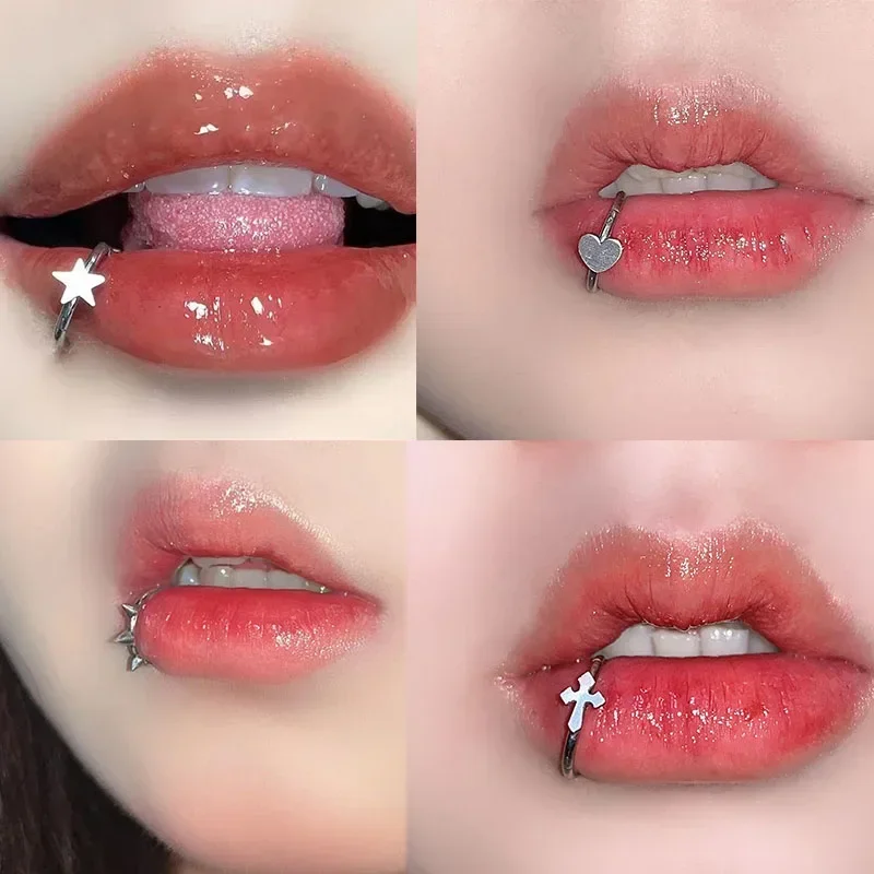 Anillo de labio de acero inoxidable con bisagras, Piercing de estrella, anillos de nariz, pendientes de chica picante, corazón, Labret Vertical, joyería corporal