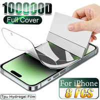 8Pcs TPU Hydrogel Film Full Cover For iPhone 16 15 14 Pro Max Screen Protector iPhone 13 12 Mini 11 Plus 6 7 8 X R S XS XR SE