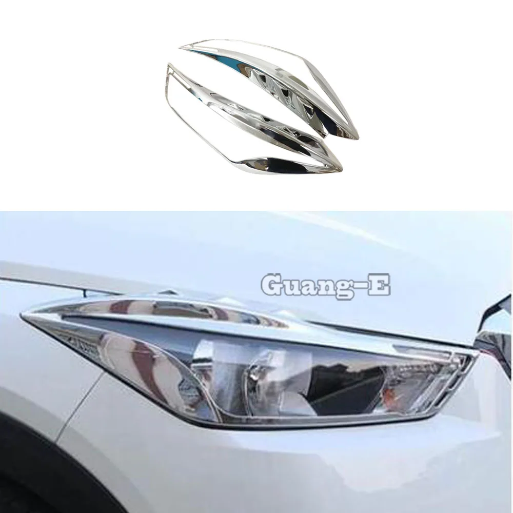 

Car Front Head Light Lamp Hood Eyebrow Frame Stick ABS Chrome Cover Trim 2Pcs For Nissan Kicks 2017 2018 2019 2020 2021 2022
