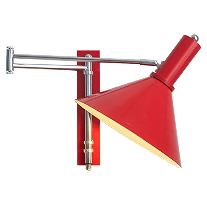 Applique Murale de oral et pour Chambre à Coucher, Rétro, Long Culbuteur, Pliable, Lecture, Rouge, Sans Câblage