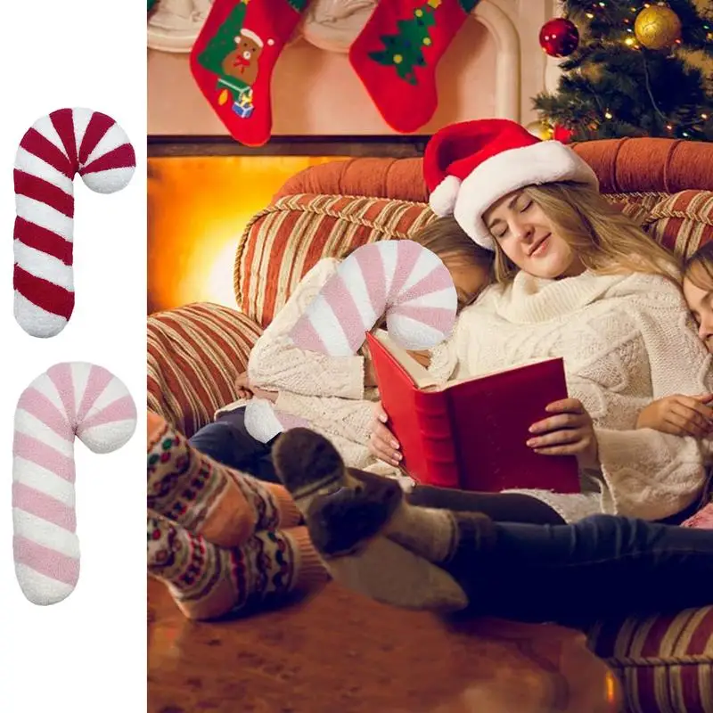 Christmas Candy Cane Stuffed Toy Soft Candy Cane Plushies Throw Pillow Doll Cute Sofa Cushion Christmas Decoration Navidad 2024