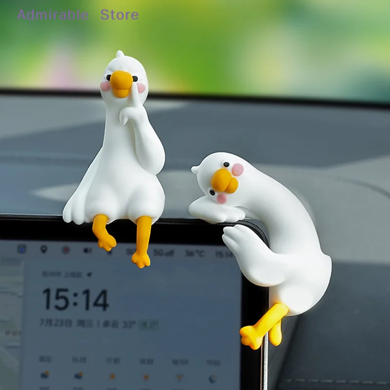 wResin Cartoon Animal Decor For Desk Car Dashboard TV Monitor Gift Idea Cute 3D Duck Figurine Mini Resin Duck Ornament Playful