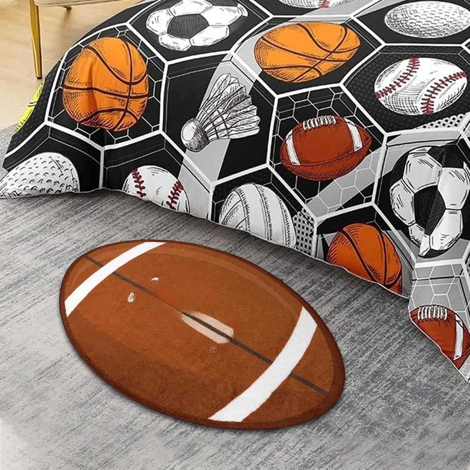 

Мужской тематический ковер для баскетбола, круглый стул для гостиной, спальни, противоскользящая подвесная корзина, трансграничный ковер, мультяшная анимация