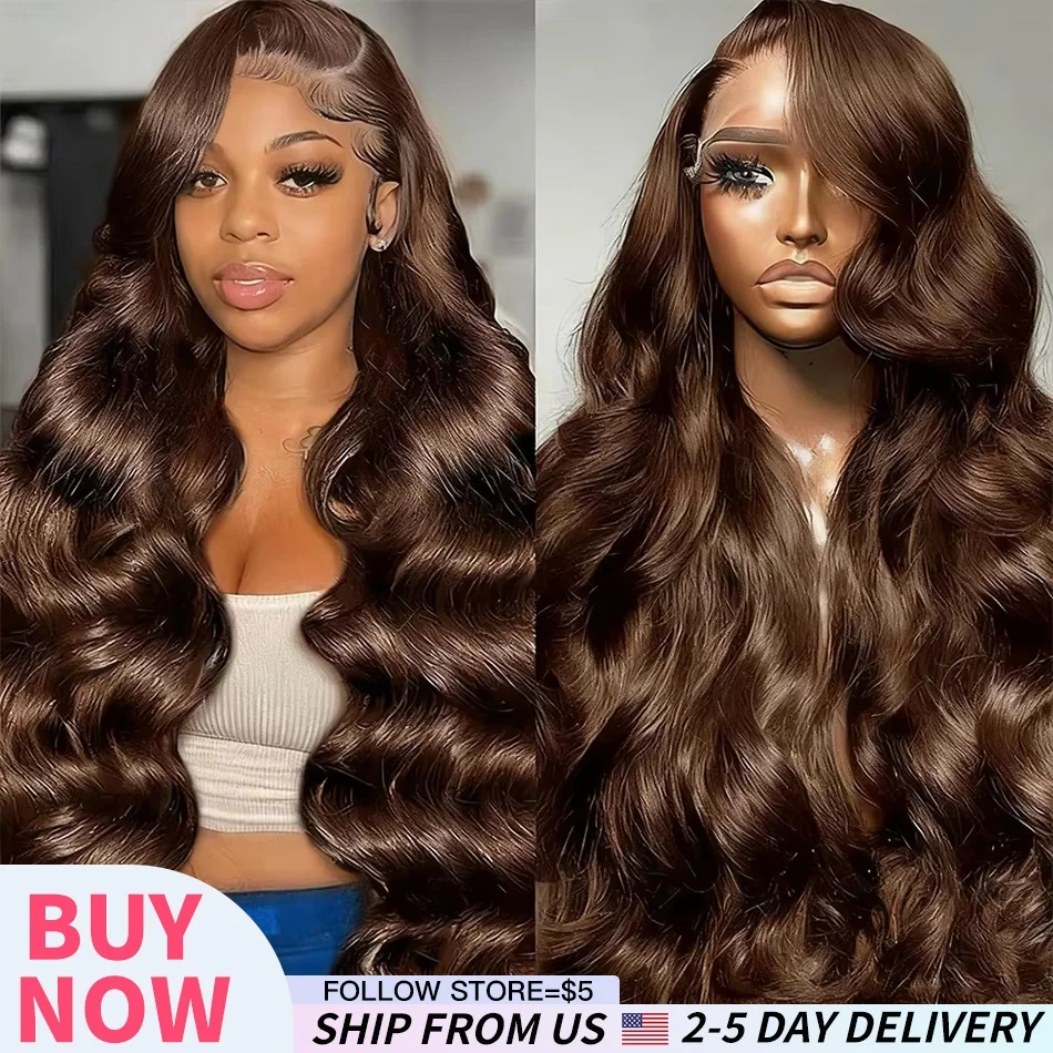 

Шоколадно-коричневый 13x6 Hd парик фронта шнурка Прозрачный объемный волнистый парик фронтальной части шнурка Цветной предварительно сорванный бразильский парик из 100% человеческих волос