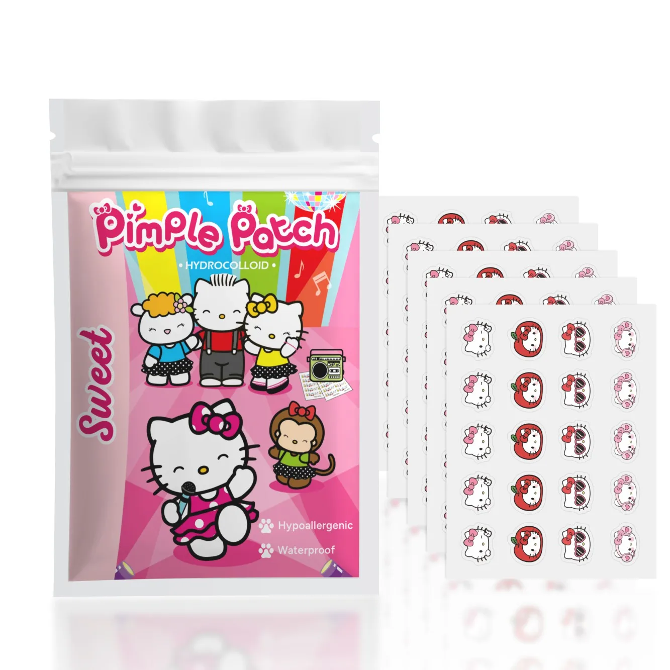

100PCS Hello Kitty Cute Face Stickers, Hydrocolloid Pimple Patches for Invisible Blemish Concealing