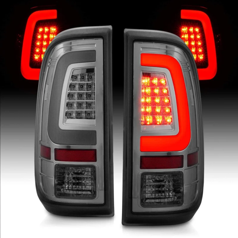 2008-2016 F250 F350 F450 SD Smoke C-Type LED Tube Tail Lights w/Reverse Bulb - Passenger and Driver Side