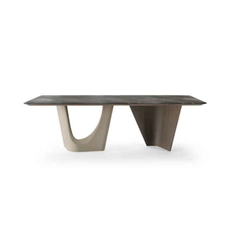 Simple luxury modern minimalist marble long dining table and chair combination high-end villa furniture