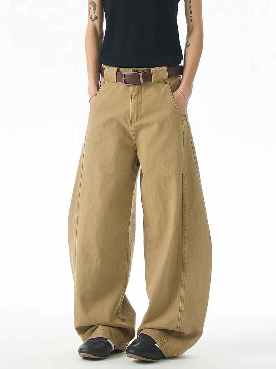 

American Retro Workwear Pants Men's Spring Autumn Loose Straight Cotton Wide Leg Long Trousers Faionable Ci Sle Casual ...