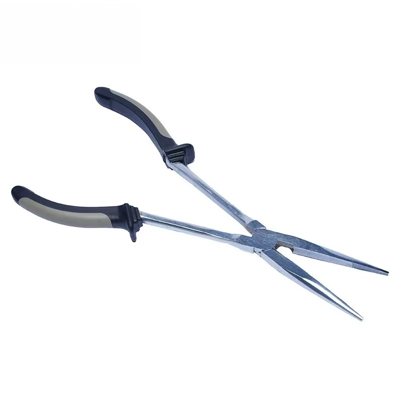 

Hot Sales TPR Handle Crimp Hook Link Long Nose Pliers 11" Carbon Steel Fishing Plier