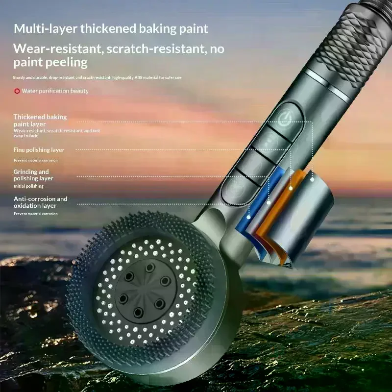 1pc Shower Head Filtered Supercharged Four-speed Adjustment With Water Seal Multi-functional Home Bathroom Accessories