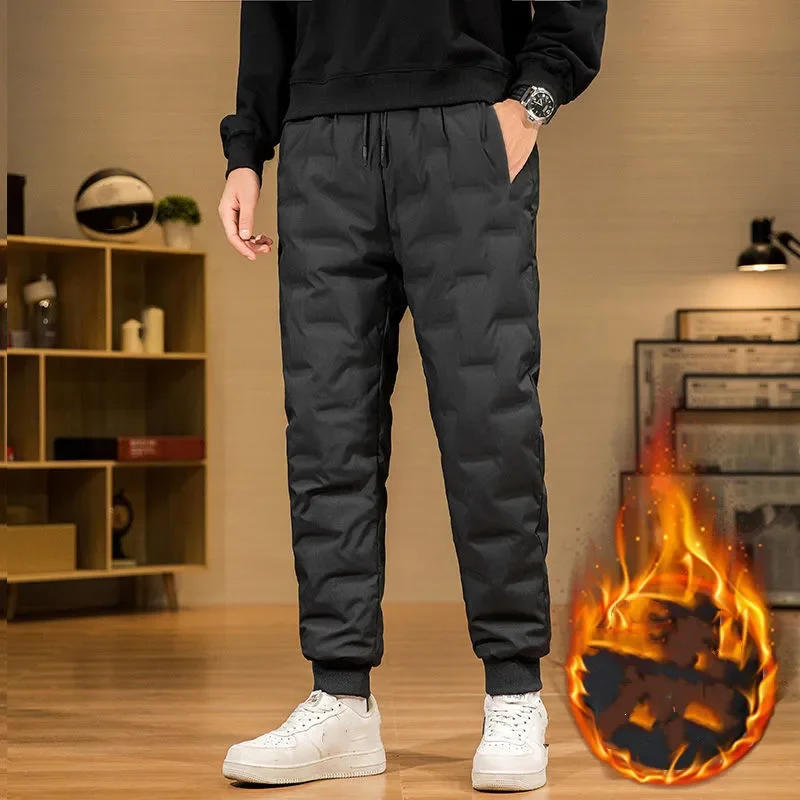 Pantaloni invernali da uomo M-5XL pantaloni addensati in velluto caldo pantaloni larghi Casual con coulisse pantaloni imbottiti in cotone