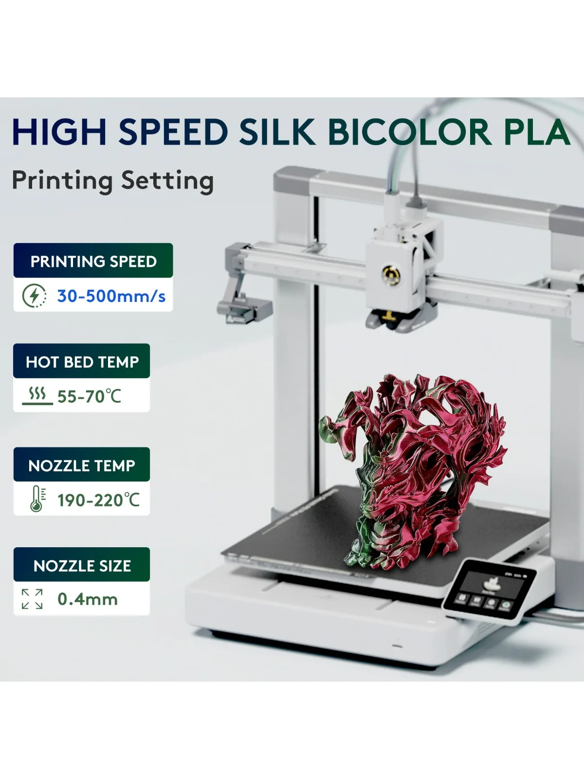 ERYONE 3KG PLA Dual Color Silk PLA Filament Compatibel met FDM 3D-printers 1KG 1,75 mm ±0,03 mm Perfecte spoelwikkeling 1kg spoel - afbeelding 2