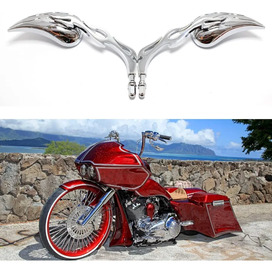 

Chrome Motorcycle Universal Teardrop Rear View Mirrors for Harley Street Bike Scooter Chopper Cruiser Sportster Dyna Softail Di