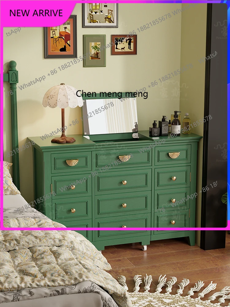 

Multifunctional dresser retro premium dressing table beauty light mirror dressing table with makeup stool A