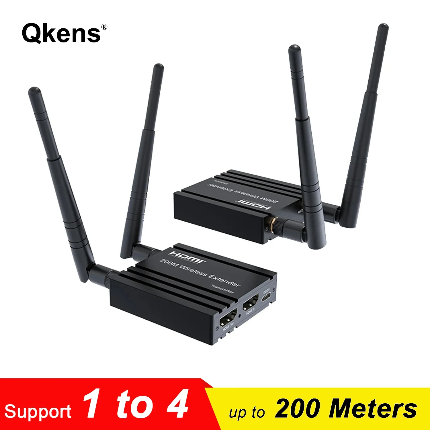 200m Wireless HDMI Extender Transmitter and Receiver 1080P Audio Video Share for Camera TV Box Laptop PC To TV Monitor Projector