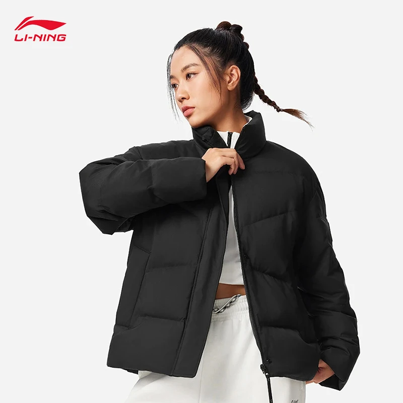 

LI-NING Fitness series Women LN WATER PROOF warm short down jacket 3D FITTING stand collar cotton-jacket AYMV196
