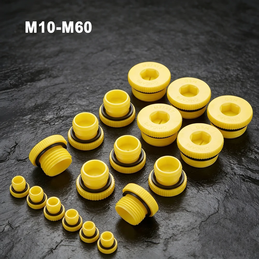 Yellow Hex Socket Plastic Threaded Cover Hydraulic Pump Cylinder Leak Proof And Leak Proof Sealing Plug M10M12M14M16M18M20-M60