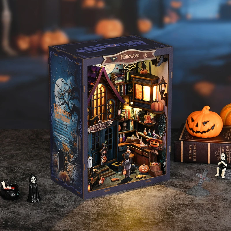 Castello Helloween in legno fai-da-te Meravigliosa notte Casa Case delle bambole Kit modello in miniatura Casa delle bambole con mobili per regali di amici