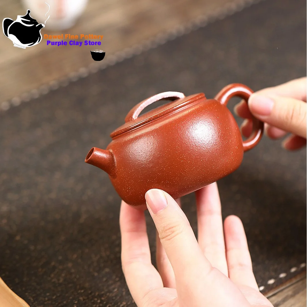 Tetera de arcilla púrpura hecha a mano Yixing, mineral original, barro inclinado, caño de remo, azulejo Han, juego de té de Kung Fu, tetera china