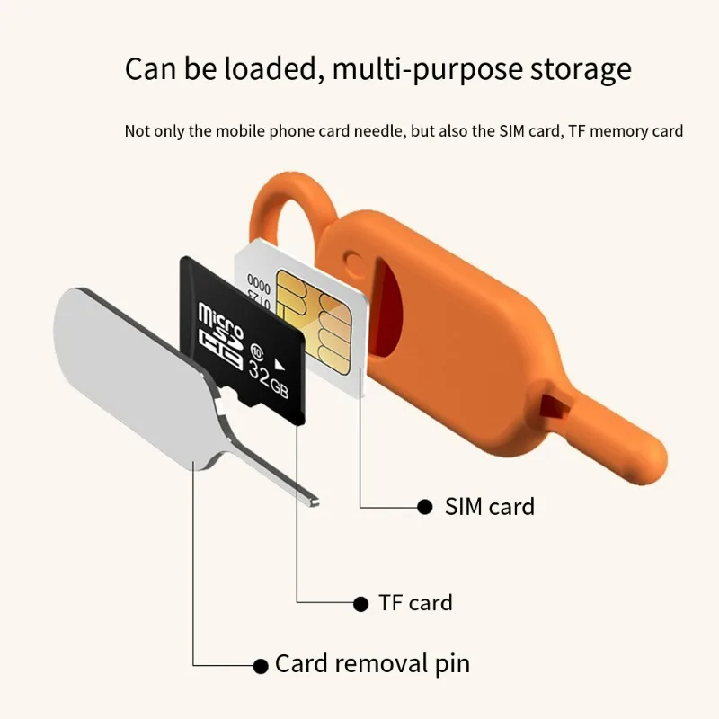 SIM Card Holder Keychain with Eject Pin Tool Anti-Lost Storage Case for Micro SD SIM Memory Cards for All Phone Universal Tools