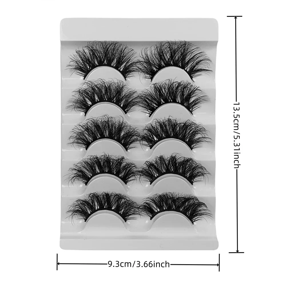 Faux cils en vison moelleux, extension de cils décoiffés, longue durée, volume dramatique, optique, 5 paires