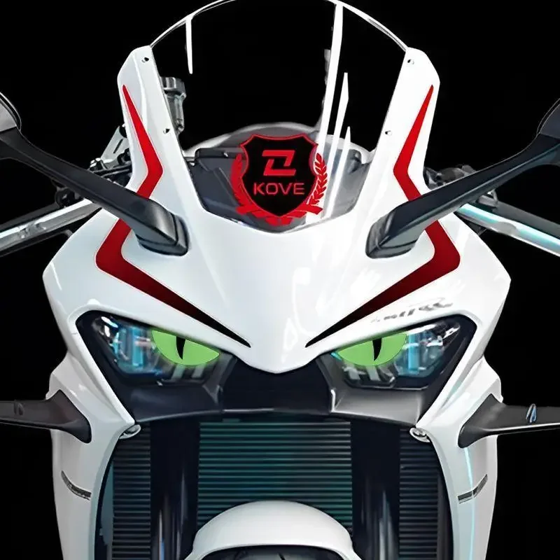 1Pair Luminous 3D Demon Eye Cat Eye Design Motorcycle Sticker Glowing Headlight Decal For Scooters Decoration