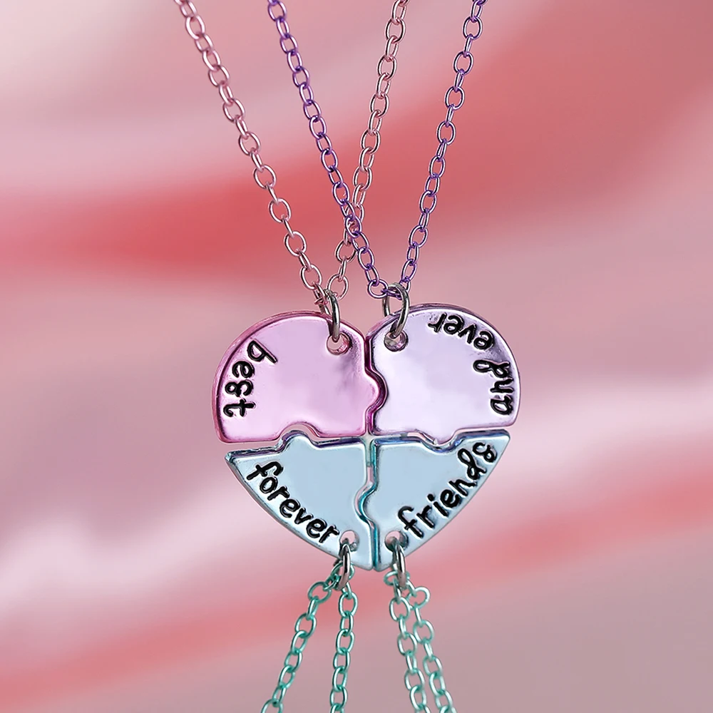 4 unids/set mejores amigos para siempre y siempre collar 3 colores diseño Luna estrella sol nube patrón colgante para mujeres joyería de amistad