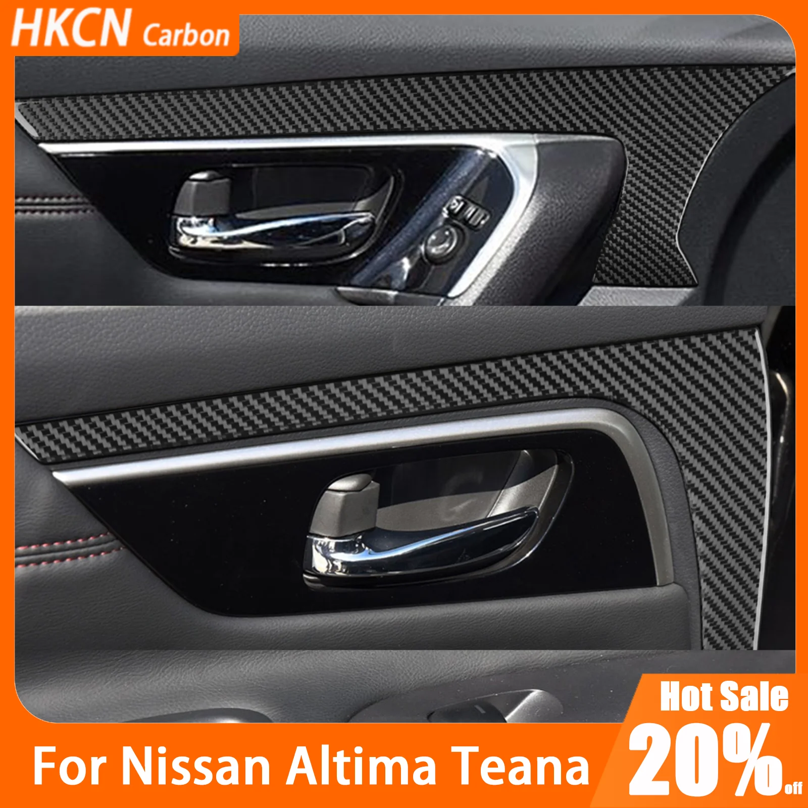 

For Nissan Altima 2013—2018 Carbon Fiber Front&Rear Door Handle Frame Puller Decals Car Accessories Interior Cover Trim Sticker