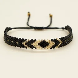 Rice bead bracelet Diamond-shaped eyes Handwoven Bohemia Fashion Personalised Adjustable Minimalist  Beaded bracelet Unisex