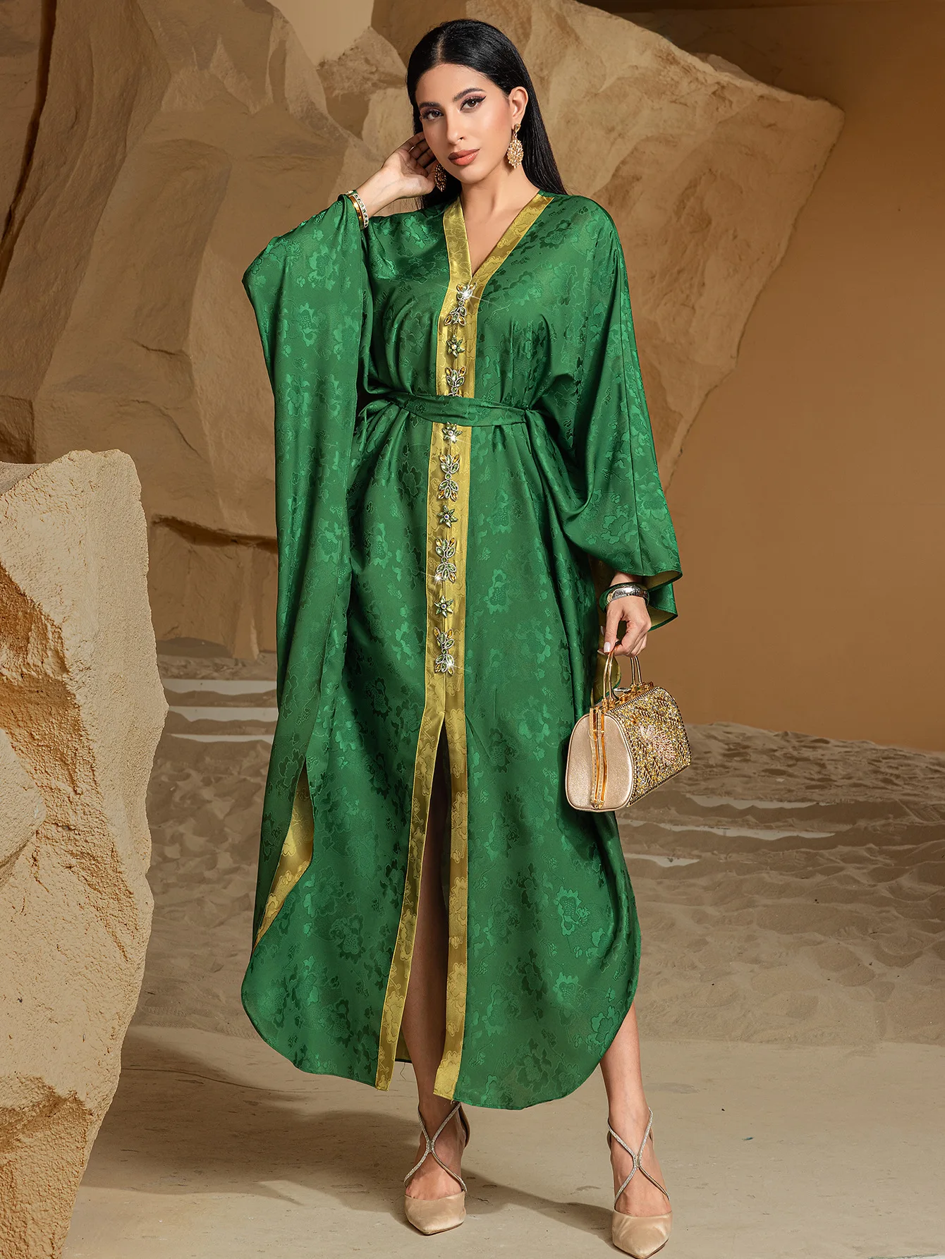 Ramadan dubaï diamants Abaya Satin robe musulmane Eid Djellaba caftan Femme musulmane robes femmes maroc Caftan Islam Jalabiya