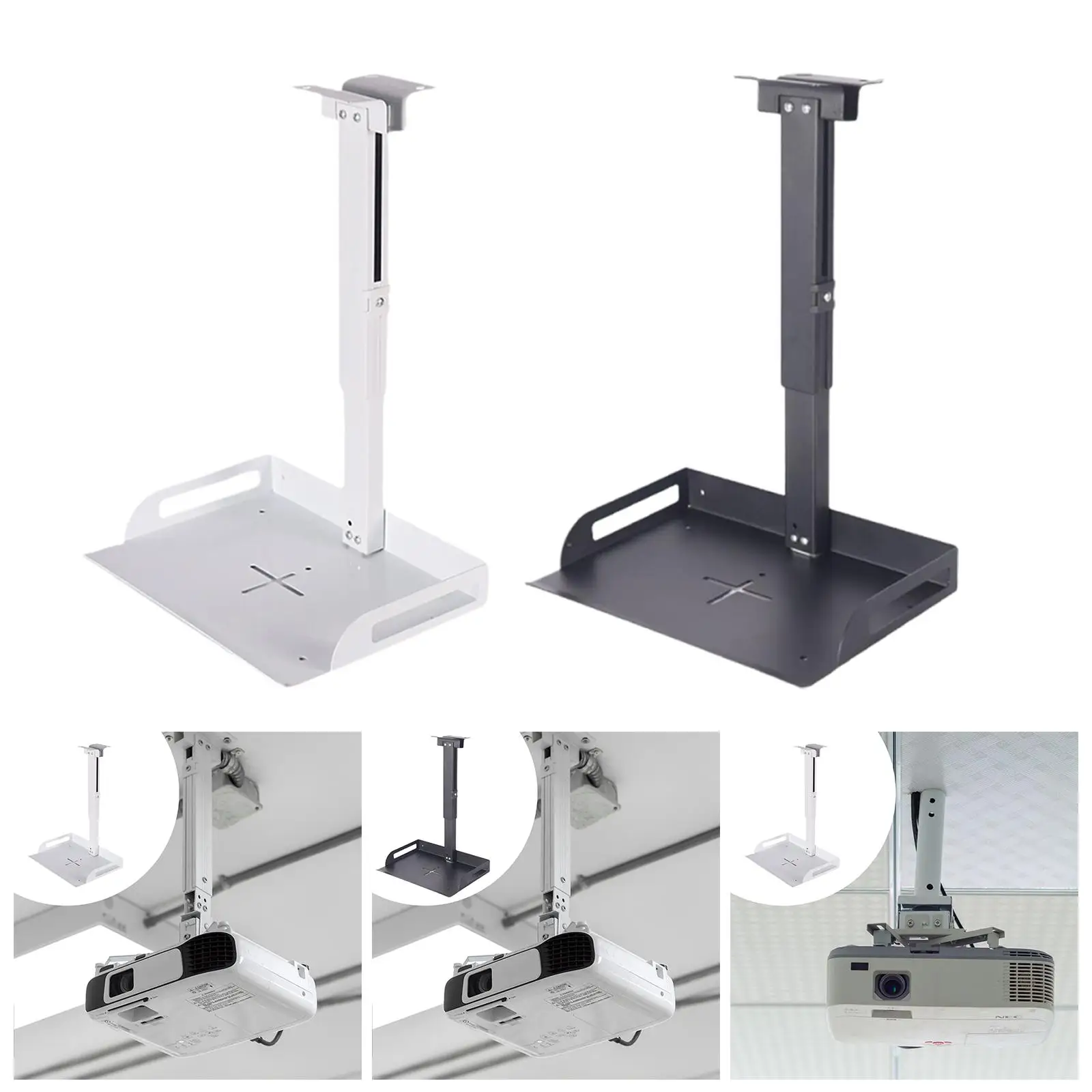 Projector Ceiling Mount with Tray Strong Load Bearing Projector Shelf 43-65cm Height Adjustable Wall/Ceiling Mounting for Hotel