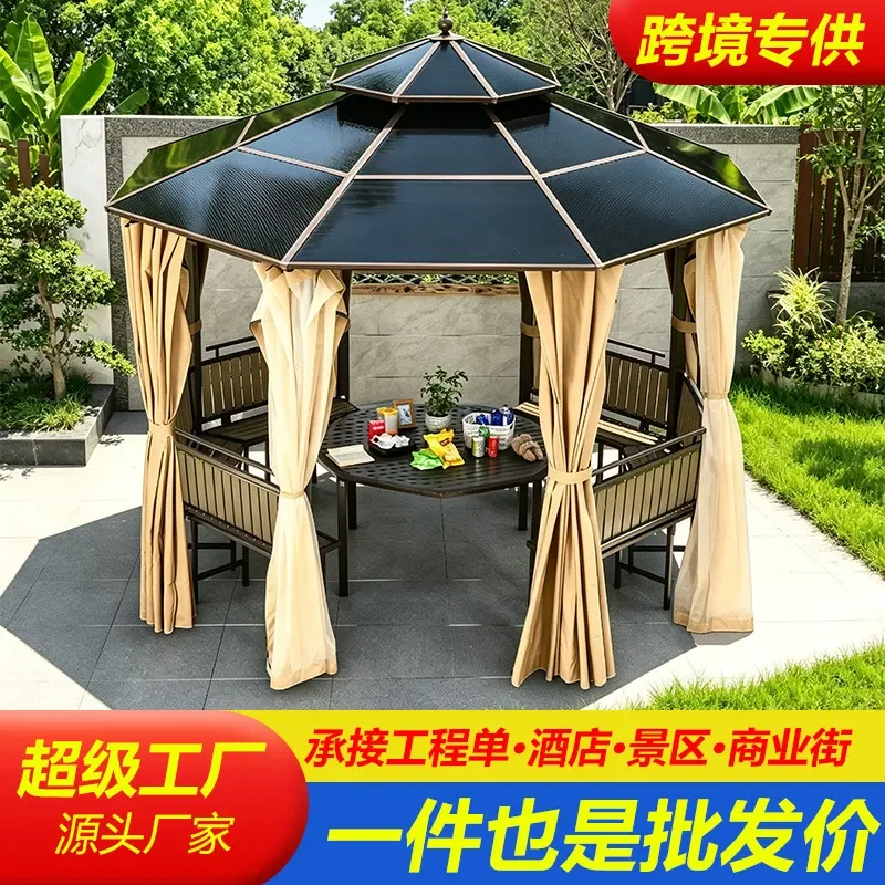 For Outdoor Pavilion Hexagonal Gazebo Canopy Awning New Chinese Style Garden Courtyard Villa Terrace Roof Shelter Leisure