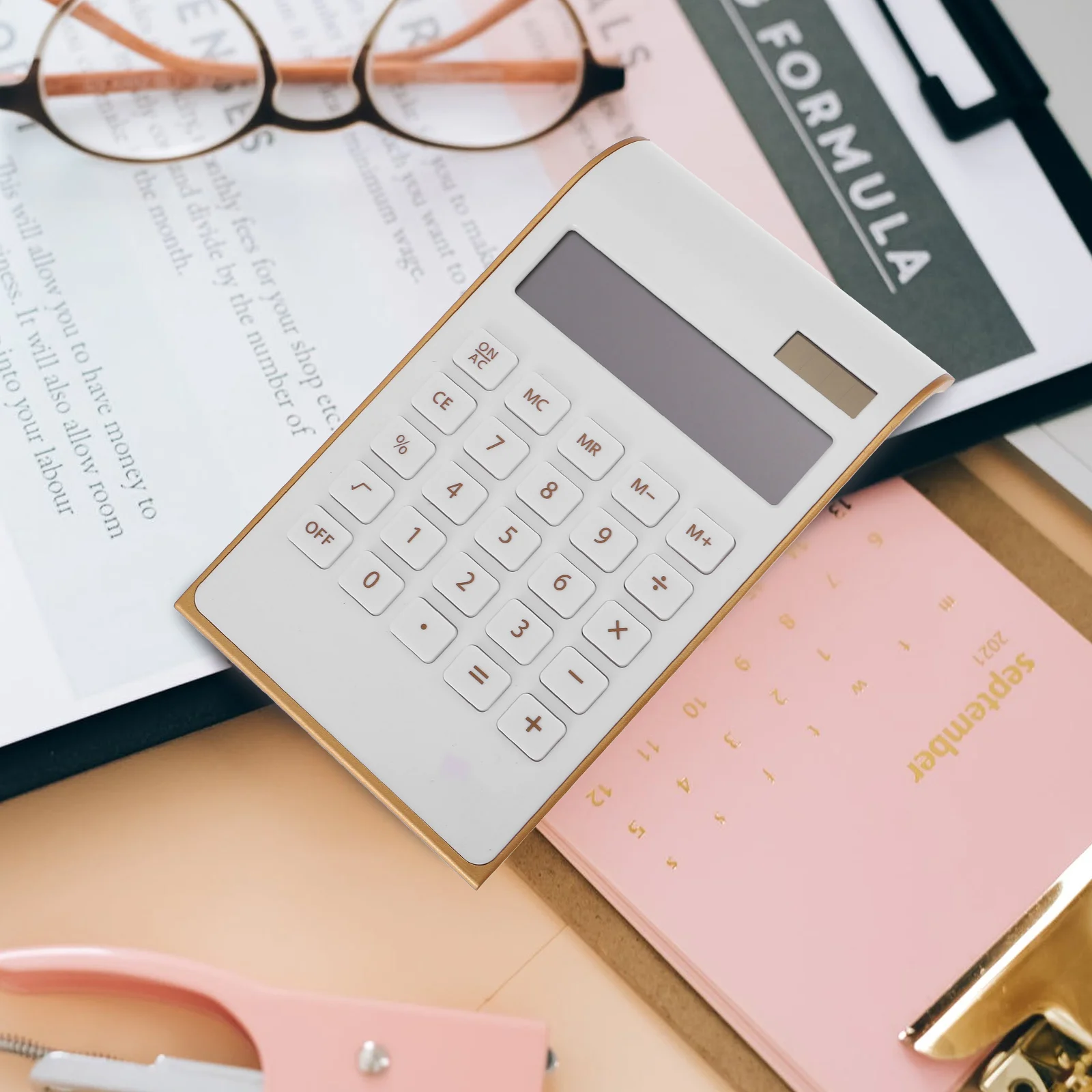 

Solar Calculator Portable Desktop Handheld White Plastic Child 10Bit Display Lightweight Office Use