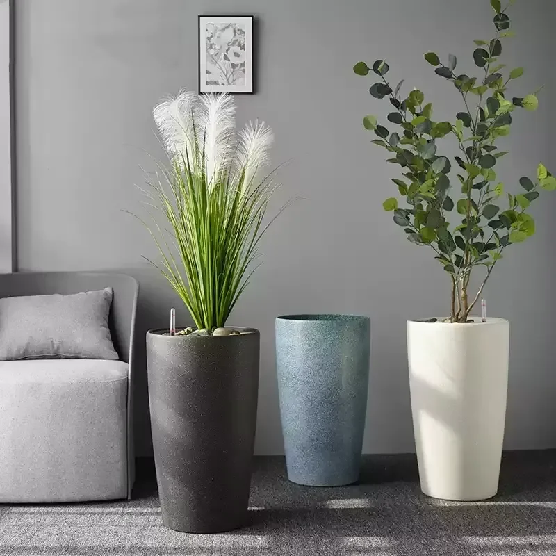 for Large Plastic Flower Pots Cylinder Luxury Style Vertical PP Garden Planter Big Flower Pots for Plants