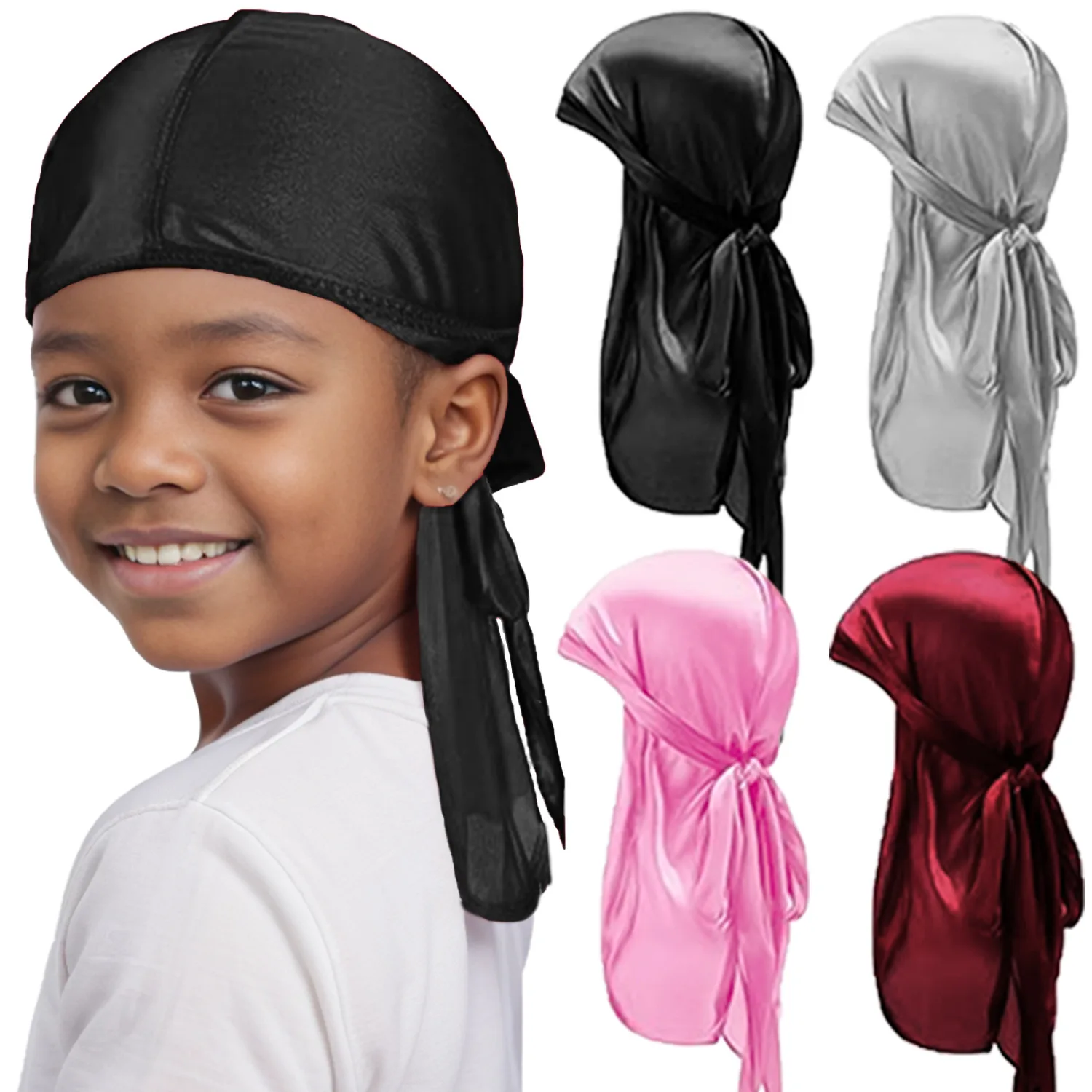 

Children's Rayon-Like Hats: Stylish, Trendy Hats for Boys with High-Stretch, Long-Tail Scarf Design