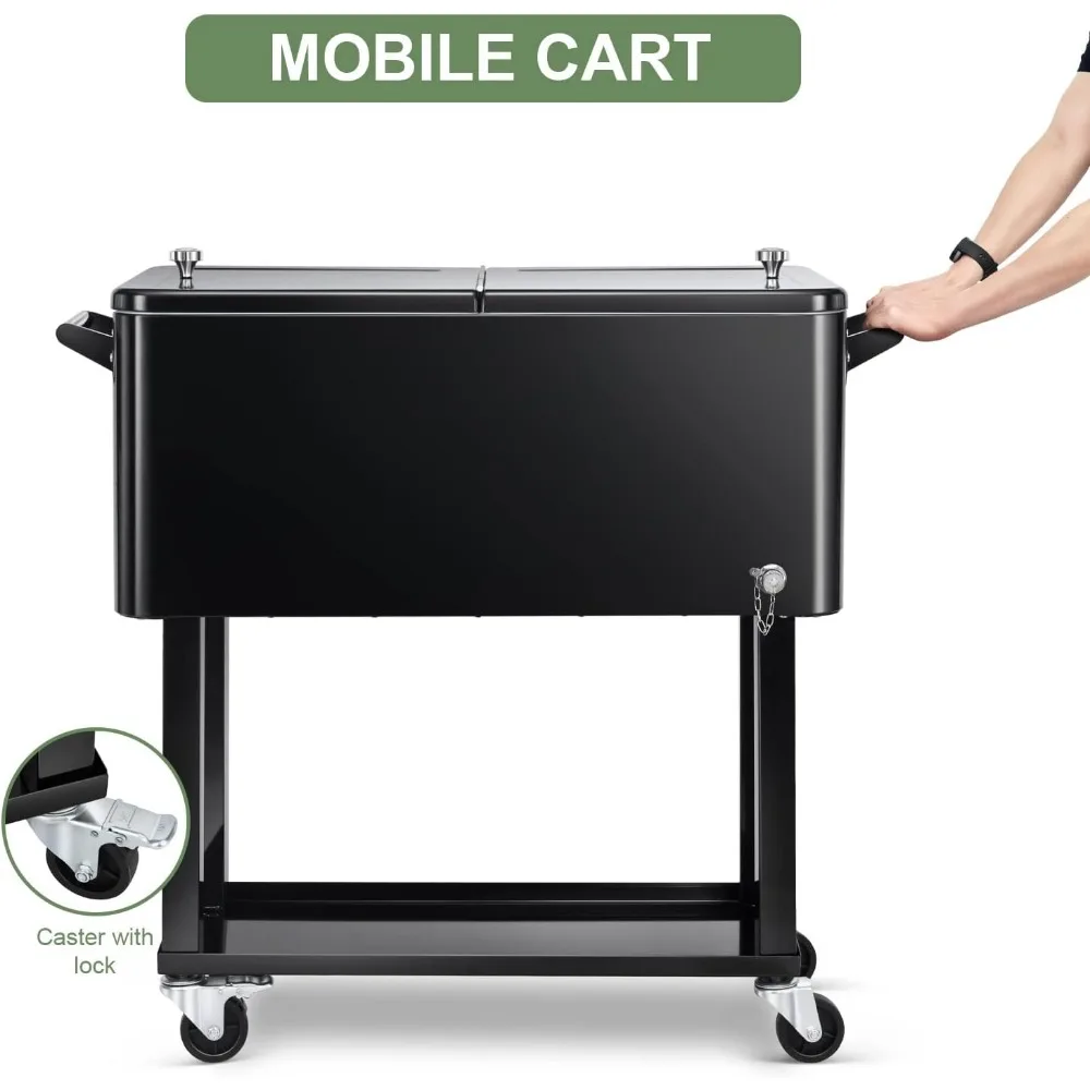 Imagem -05 - Edostar-rolling Ice Chest Cooler Carrinho Beber Bebidas Bar Stand up Trolley Pátio Quintal Party 80 Quart