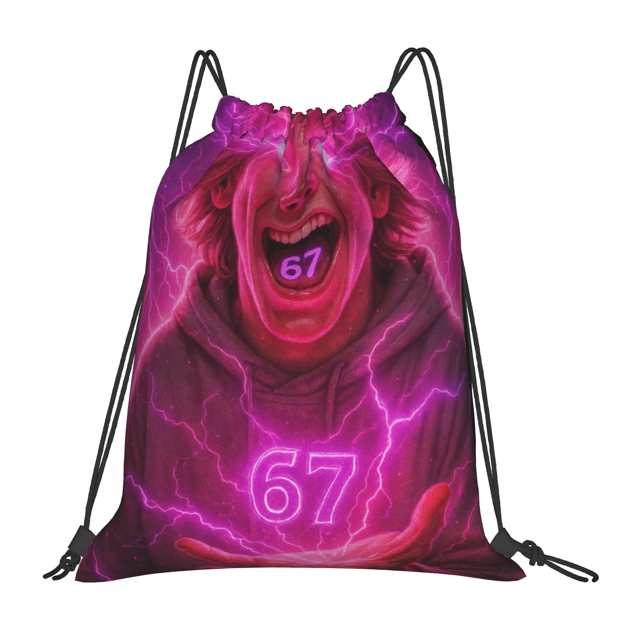 67 Number Awakening in Light 67 Multi-function Pocket Men Women Storage Backpack Teenager Travel Bag Print Drawstring Bags
