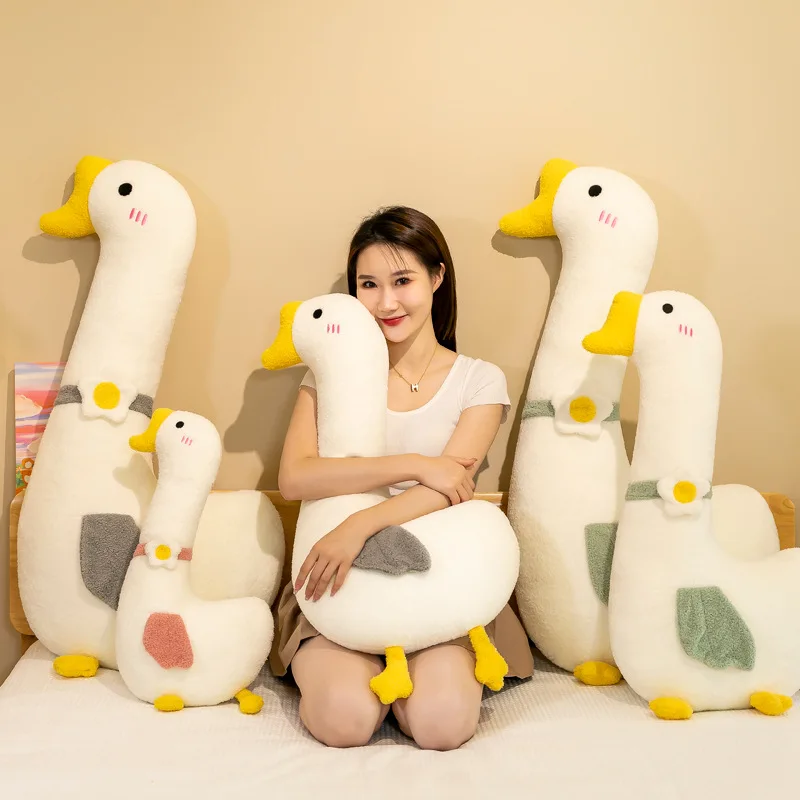 Cartoon Cute Pillow Cloud Big White Goose Stuffed Toy Clip Leg Sleeping Long Pillow Bed Pillow Doll Gift Room Sofa Decoration