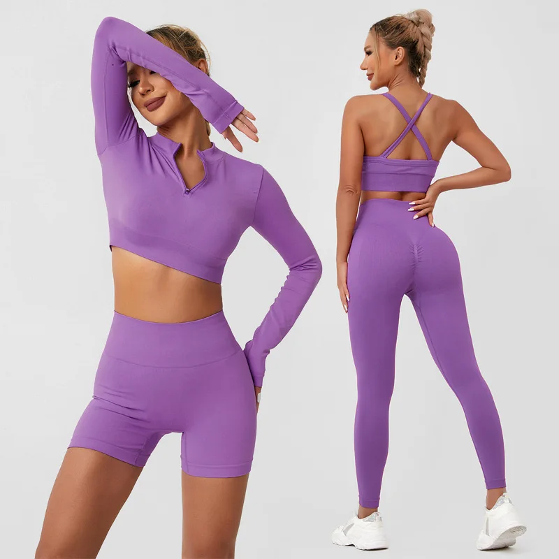 

50428 Yoga suit sports equipment women's new fitness long sleeve sheath